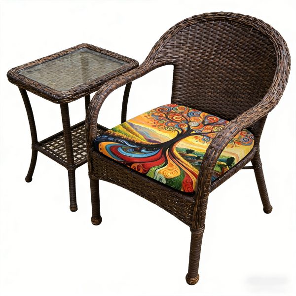 product-open-8851af4fe7a940508d2e3d5b248d4a80-goods 1pc Spiral Flower Tree Pattern Courtyard Chair Seat Cushion, Indoor And Outdoor Seat Cushions, Back Cushions, Size 19.7*17.7*1.57inch, Suitable for Garden Chairs, Office Chairs And Floor Seats. Soft And Comfortable
