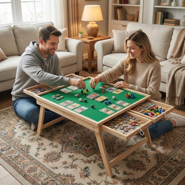 product-open-88636932feea4a1aa4ab56272ef84bda-goods This Multifunctional Game Table Is Foldable And Features Drawer Storage Compartments. The Non-Slip, Integrated Storage Design Is Perfect for Puzzles, Board Games, And Camping - Combining Entertainment, Office Work, And Storage