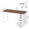product-open-88711b96f5d34e2b8fa288141f7e997e-goods 47-Inch Computer Desk, Contemporary Work Desk Featuring 5 Drawers And a Metal Frame, Minimalist Writing Desk Suitable for Home Office Use