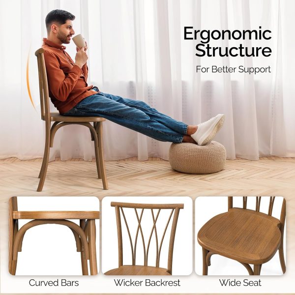 product-open-88c71feea5f94d2ba373f274e88f4966-goods Plastic Outdoor Dining Chairs Set of 4/8, Stackable Patio Chairs with Wicker Backrest, Waterproof Indoor Outdoor Kitchen Chairs, 400 Lbs Weight Capacity, Farmhouse Brown/Black/White Wedding Party Banquets Waiting Chairs