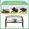 [Outdoor Patio Bench] Outdoor Patio Garden Bench Peacock Feather Backrest, Cast Iron Frame, Comfortable Seat for Yard, Porch, or Park