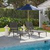 product-open-89af9715e1a54fab83da76134444f5f9-goods Andehomy Cast Aluminum Outdoor Lounge Chair on Wheels, Patio Recliner with Adjustable Backrest in 3 Positions, Perfect for Poolside Relaxation, Bronze And White Color