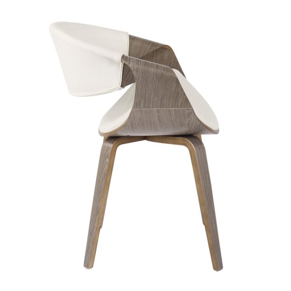 product-open-8a0740c3ce4a4e16a5bc3446ef19184a-goods Mid-Century Modern Dining/Accent Chair in Light Grey And White Faux Leather
