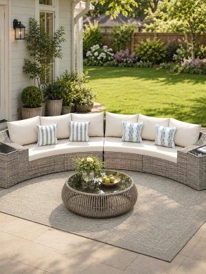 LUXOAK 1-Seat/6-Seat Outdoor Patio Conversation Set with Swivel Armchairs And Storage Coffee Table for Backyard, Porch And Garden