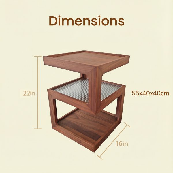 A Bedside Table That Doesn't Require Assembly Bedside Table, Walnut Wood Nightstand, Small Bedside Table with Open Compartment, Tempered Glass Top, Modern End Table for Bedroom & Living Room Furniture