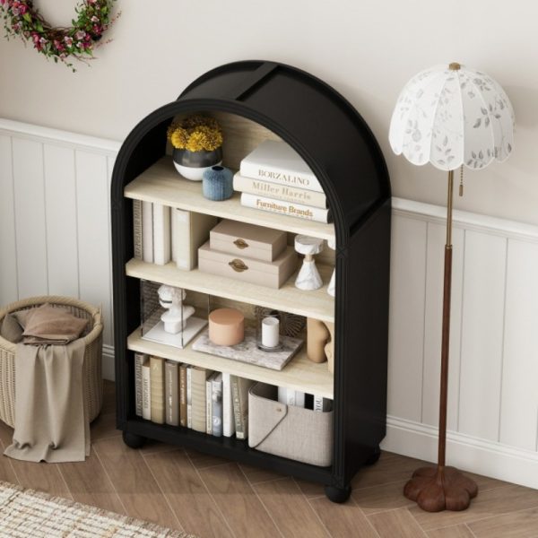 product-open-8a66133c750148fa962b3b4e3e0b96eb-goods 45.67' Tall Arched Bookshelf, 4 Tier Arched Bookcase, Modern Farmhouse Open Display Tall Bookcase for Bedroom, Home Office, Bedroom