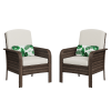 [Outdoor Wicker Chairs] Outdoor Wicker Chairs Set of 2, High Back Rattan Patio Chairs with Comfy Cushion, All-Weather Outside Club Chairs for Balcony Deck Garden
