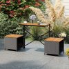 product-open-8b35009b9d594f48a2fe6ed8add5f3a3-goods LIFEZEAL 2-in-1 Outdoor Convertible Bench, Transforming Interchangeable Picnic Table Garden Loveseat, PE Rattan Acacia Wood Foldable Table and Chairs Set with Metal Frame, for Porch Backyard & Deck
