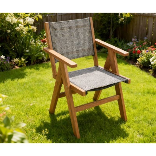 product-open-8b6c7c021d2a4559a51e172db21db70e-goods Teak-Colored Lounge Chair Ideal for Year-Round Use: This Outdoor Lounge Chair Is Constructed from Durable HIPS Material And Features 304 Stainless Steel Additions