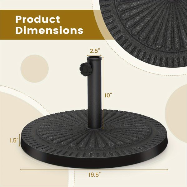 product-open-8b7bfa28783e4e569f02106e06ba81d3-goods LIFEZEAL 30lbs Umbrella Base, Heavy Duty Outdoor Umbrella Holder for Balcony, Backyard, Poolside, Market, Pole Freestanding, Classic Round Umbrella Standing with Removable Stem and Tightening Knob, Bronze