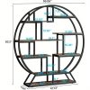 product-open-8bb558af8f914248ac305dbe06eea943-goods 63 Inch Round Industrial Bookshelf - Rustic Wood & Metal Etagere Bookcase with Staggered Shelves, 350lb Capacity, Adjustable Leg Pads, Matte Black & Brown Finish, Open Shelving Organizer for Living Room, Home Office, Bedroom, Kitchen, Bookshelf Decorations, Versatile Display Shelf, Round Silhouette Shelf, Durable Particleboard