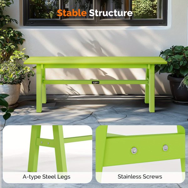 Iron Frame Teak Gray Green HDPE Bench 47in