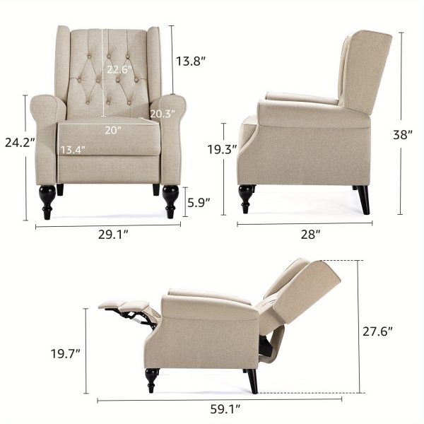 product-open-8c7b6078ce25402bbdc1e2ba7c15d3c8-goods ALBOTT Tufted Push Back Recliner Chair - Wingback Accent Armchair for Adults, Club-Style Design for Home Use