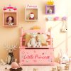 product-open-8cab7eae1f334d918ff06630ee0d11e7-goods COSTWAY Kids Storage Organizer, 2-in-1 Storage Chest & Bench, w/ Safety Hinge & High Backrest, Cute Crown Pattern, Storage Organizer for Kids Room, Playroom, Nursery