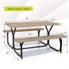 product-open-8d165b198d354d4aa77f852db475fdef-goods COSTZON Picnic Table Bench Set | Outdoor Camping All Weather Metal Base, Wood-Like Texture, Plastic Top, Backyard Poolside Dining, Party Garden Patio Lawn Deck, Large Camping Picnic Tables for Adult