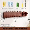 Modern Walnut Wooden, with 4/6/8/10/12 Hooks, Coat Rack, Hooks, Wall Mounted, Accordion, Entryway, Bedroom, Bathroom, Solid Wood, Smooth Polishing, Stable Adhere, Holds 22 Lbs, Floating Shelves