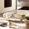 product-open-8d87464f48474437b77125fe90123900-goods Leda 49' Retro Natural Blonde Sheepskin Fur Bench - Genuine Fur Rectangular Accent Suitable for, Entryway,, Minimalist Scandinavian & Decor, Furniture
