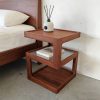A Bedside Table That Doesn't Require Assembly Bedside Table, Walnut Wood Nightstand, Small Bedside Table with Open Compartment, Tempered Glass Top, Modern End Table for Bedroom & Living Room Furniture