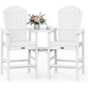 product-open-8dd05cd7c6c14869addf4f2c506dd99b-goods 2pcs High-legged Adirondack Chair Set, All-weather High-density Polyethylene (HDPE) Bar Stool, Outdoor Chair with Double Tray and Parasol Opening, Suitable for Balconies, Poolside, Backyards, and Patios.