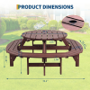 product-open-8dda7649c857461d999146b8834cf0c6-goods 8-Person Round Wooden Picnic Table with Umbrella Hole, Wood Outdoor Dining Set with 4 Built-In Benches for Garden, Patio And Backyard