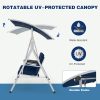 product-open-8ddb576f332b454eb497f2ca7b0613d4-goods 2-Seat Patio Porch Swing with Stand, Outdoor Swing Chair with Adjustable Canopy & Cup Holders for Backyard, Garden & Deck