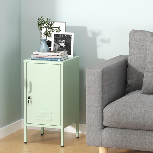 product-open-8e335009c05a41bc92099bbe7fe956a4-goods Metal Office Filing Cabinet, Lockable Storage Cabinet with 2 Adjustable Shelves for Documents, Modern Steel Side Table with Lock for Home Office, Bedroom Nightstand, Secure Ventilated Locker