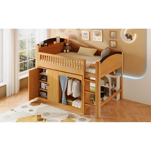 product-open-8e42ab29c09e4daaa15efcc9487472bc-goods Twin Size Loft Bed with Storage Cabinet, Wardrobe And LED, Wood Color And Espresso