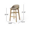 2pcs Set of Solid Wood Frame Rattan Backrest Bar Chairs, Elegant and Sturdy Tropical Style Party Counter Chairs, High Stool Dining Chairs, Suitable for Patio and Backyard Bars