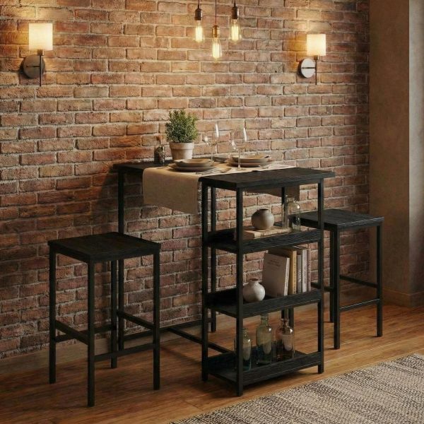 2026 NEW Side Tables, 1 Box Set Board Bar Table And 2 Stools Storage Furniture Combo, Designed for Convenient Storage And Space Saving, Small End Table with Storage Shelf, Modern Nightstand for Bedroom Living Room Studio, Portable Snack Table