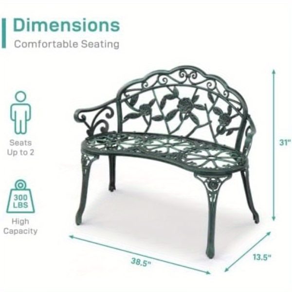 product-open-8f086d7d7465412dacfe6569c864c535-goods Bonnlo Outdoor Bench with Cast Frame - Metal Bench, Small 2-Seater Suitable for, Porch, Yard, Park - Assembly, Low-Maintenance Outdoor Furniture