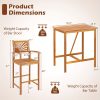product-open-8f15b522f0d24ab6be9a6ce4dab0b8af-goods LIFEZEAL 3pcs Patio Bar Table & Chairs, Outdoor Acacia Wood Bar Set w/ Slatted Seat & Tabletop, Wood Dining Bar Set w/ Appealing Backrest for Backyard, Poolside, Balcony.