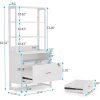 product-open-8f7ac18749604b9cb22d0a92ea4defb4-goods LustreC 2 Drawer Vertical File Cabinet with Lock & Bookshelf, Letter Size Large Modern Filing Cabinet Printer Stand with Open Storage Shelves for Home Office, White