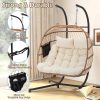 product-open-8fe660115bcf4edabedd52ac04623a01-goods 2 Person Hanging Egg Chair with Stand, Outdoor Wicker Swing Chair with Cushion, Heavy Duty Loveseat Chair for Patio Balcony Bedroom