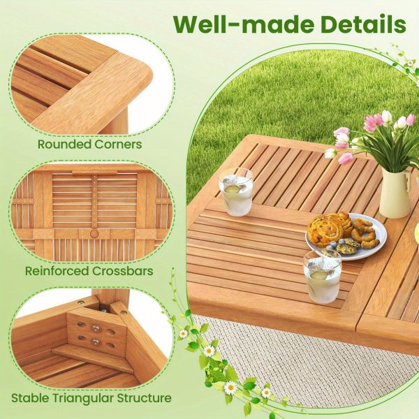 product-open-8ff4ed4f4f614c468343386c2e19cf3e-goods LIFEZEAL Extra Long 79" Outdoor Dining Table - Heavy-Duty Acacia Wood Patio table with Umbrella Hole, Large Rectangular Bistro table for Backyard, Deck, Poolside - Seats 8 People, Chairs Not Included, Backyard Gathering Spot, Slatted Wood Design, Deck Furniture, Rustic Charm, Sturdy Build, Garden Parties