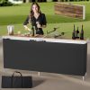 Bonnlo 78 Inch Mobile Bar Table with 2 Tier Shelves Portable Bar Table with Black Skirt for Outdoor Events Party Camping Picnic Mobile Bartending Station Black/ White/ Natural Garden Patio Dining Tables