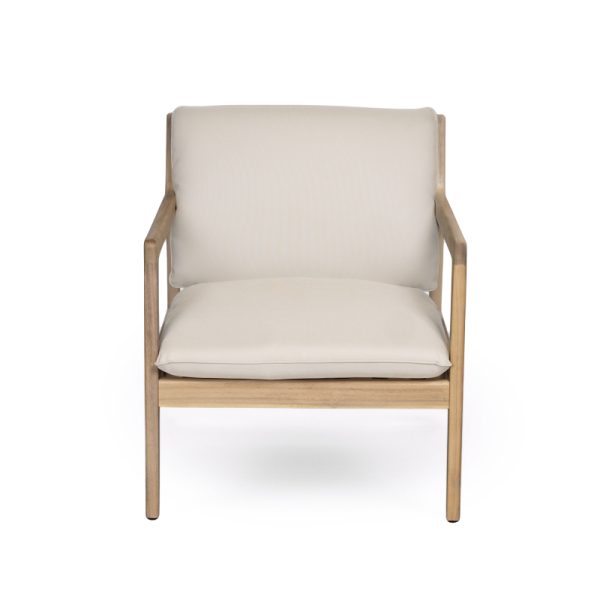 product-open-912f3268bd114f569e80601aea359f13-goods Set of 2 Acacia Wood Armchairs | Light Teak Patio Club Chairs with Painted Frame, PVC Material
