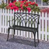 product-open-91cc3d991c3047d8883889463871efb5-goods Extra Wide 38 Inch Outdoor Bench Orchid Curve Back Ergonomic Design Patio Villa Aluminum Bench Aviation Aluminum Anti Rust Anti Slip Anti Side Tip Garden Deck Porch Chairs