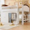 product-open-91cfc6a06cb54ec3ae30cc5ae8e56fb0-goods Twin Size Loft Bed with Storage Cabinet, Wardrobe And LED, Wood Color And Espresso