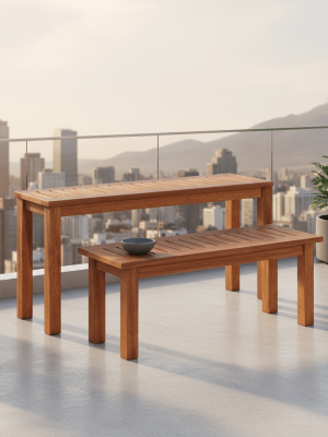 2pcs Solid Wood Outdoor Bench Set, Backless Patio Bench with Slatted Surface, Outdoor Wooden 2-Person Bench for Park, Porch, Garden, Indoor Shoe Bench, Supports Up to 330 LBS Each