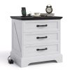 product-open-9258f146b36448b4ba5161901d4b6d79-goods Large 24-inch Modern Farmhouse Nightstand with 3 Drawers - Rustic Bedside Table Suitable for Bedroom & Living Room, Space-Saving End Table with Ample Storage,, Assembly, Multicolor for Small Spaces (Assembly)