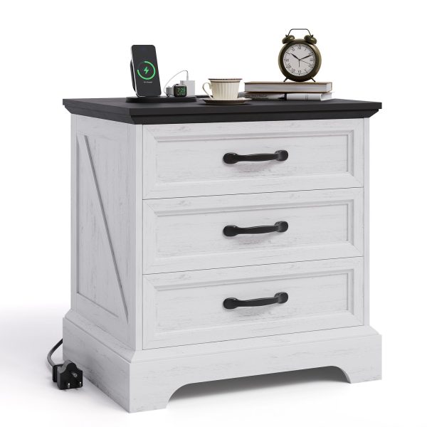 product-open-9258f146b36448b4ba5161901d4b6d79-goods Large 24-inch Modern Farmhouse Nightstand with 3 Drawers - Rustic Bedside Table Suitable for Bedroom & Living Room, Space-Saving End Table with Ample Storage,, Assembly, Multicolor for Small Spaces (Assembly)