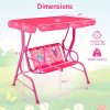 COSTWASY Kids Patio Swing, 2-Seater Swing Chair w/ Metal Stand & Adjustable Canopy, Outdoor Mini Swing w/ Safety Belts for Kids over 3, Porch Seating Solution, Adjustable Canopy Swing, Adjustable Canopy Design, Sturdy Metal Stand, Robust Swing Mechanism, Parents Of