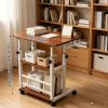 product-open-93b65e0530464c4493f67453c0fdeef4-goods Height Adjustable Computer Desk with Storage Shelf and Wheels, Mobile Rolling Desk for Home Office, Small Space Study Workstation Desk