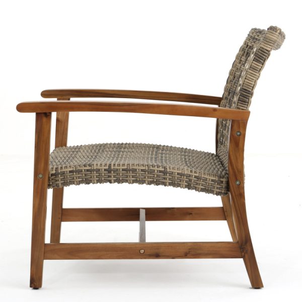 product-open-93e5b6662ed4439eb118a8f64b6abc37-goods Outdoor Acacia Wood Wicker Club Chairs with Acacia Wood Frame, 2pcs Set