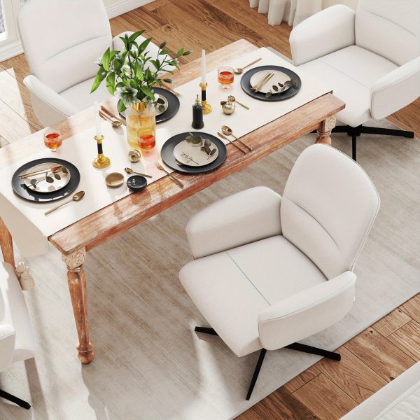 product-open-9428ff8e219c49fa8011f5d838841dee-goods Homy Casa Beige Upholstered Chenille Dining Chair, Side Chair, Swivel Adjustable Height Accent Chair Featuring Padded Arms And Iron Legs, Modern Design Suitable for Cafe, Kitchen, Dining Room, Available in Single Piece Or Sets of 2 Or 4