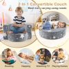 product-open-946fa69d3bde4e399d6b53ab6158047b-goods COSTWAY Kids Glow in the Dark Plush Couch 2-in-1 Convertible Sofa & Play Mat with Glow Stars, Machine Washable Flannel Cover, Soft Sponge Padding, ' Round Furniture, Bedtime Play Center