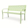 product-open-953e788476c0470a994d9afac40bd773-goods 50" Outdoor Bench Metal with Floral Back, Garden Bench Front Porch Bench for Yard Patio Entryway Park Outside, 800lb Capacity