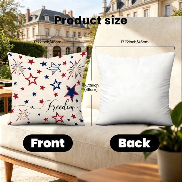 product-open-958f7ce92dd14a3f93260d77d50c87e2-goods 18x18 Inches Patriotic Freedom Print Patio Throw Pillow Cover, 4th of July Stars Fireworks Decorative Outdoor Pillow Case, Festive Independence Day Decor for Patio & Garden, Perfect as Thank You Gift