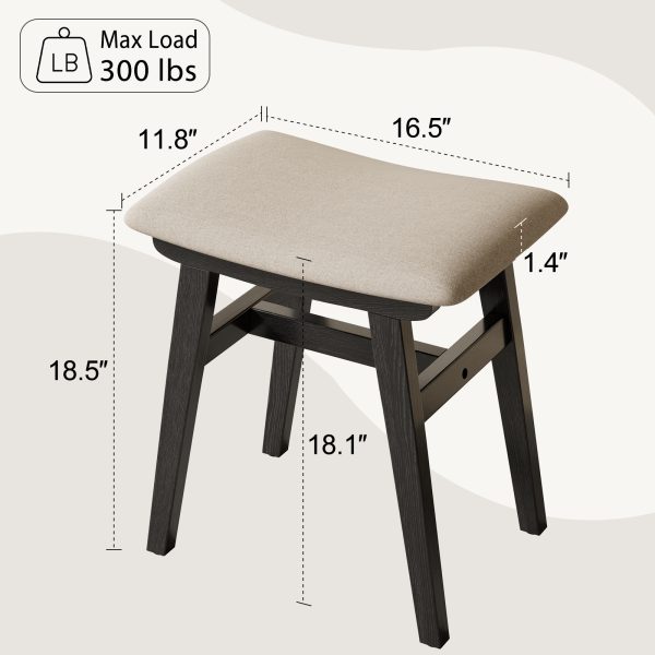 product-open-95ac4592266745118f65662b8840bfd5-goods Solid Wood Vanity Chair, 18.5 Inch Height Vanity Stool, Chair for Bedroom, Durable And Sturdy, Padded Seat, Modern Easy, Home Decor Additions, Limited-Time Flash, Free Shipping