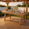 product-open-964d8269c90b4261ada19fda48bd3f3a-goods 66.9" Outdoor Dining Table for 4-6, HDPE Patio Table with Umbrella Hole, Waterproof All-Weather Rectangular Table for Backyard, Poolside And Garden